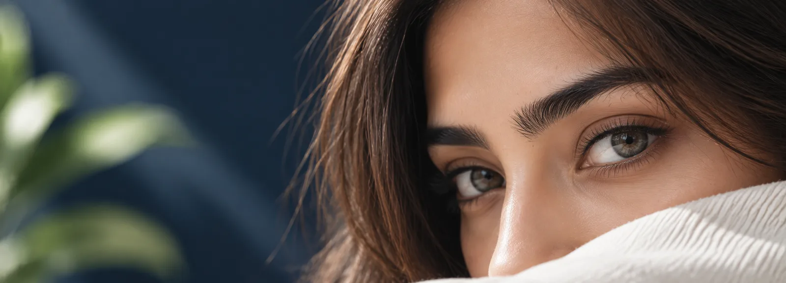 Close portrait of a woman, eyes in focus