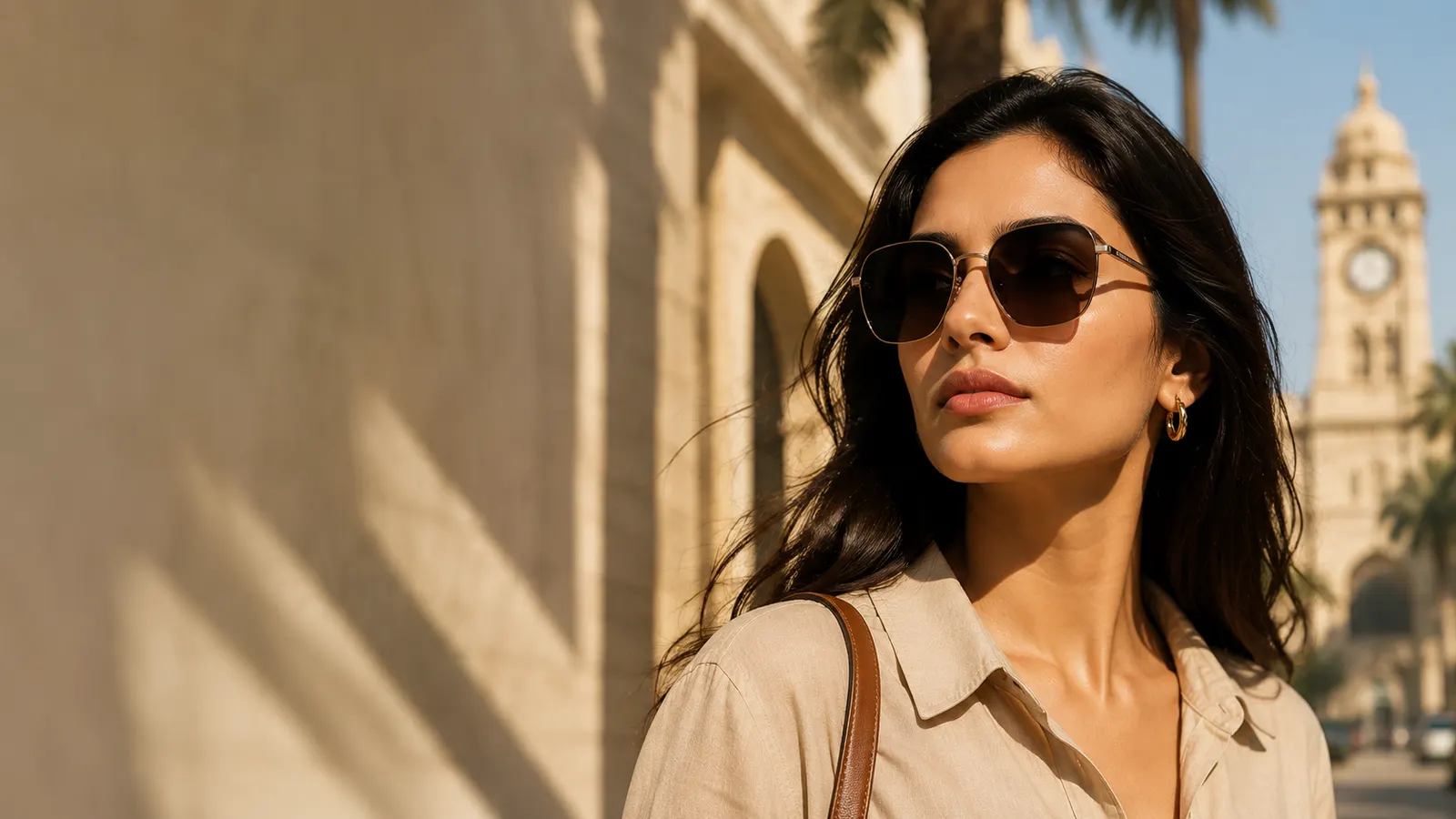 Woman wearing sunglasses outdoors